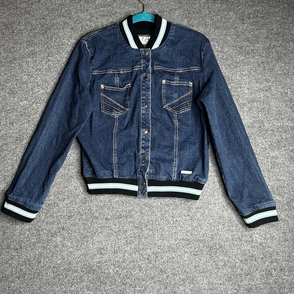 Vintage Y2k Baby Phat Denim Varsity Bomber Jacket‎ Size Xl Rare